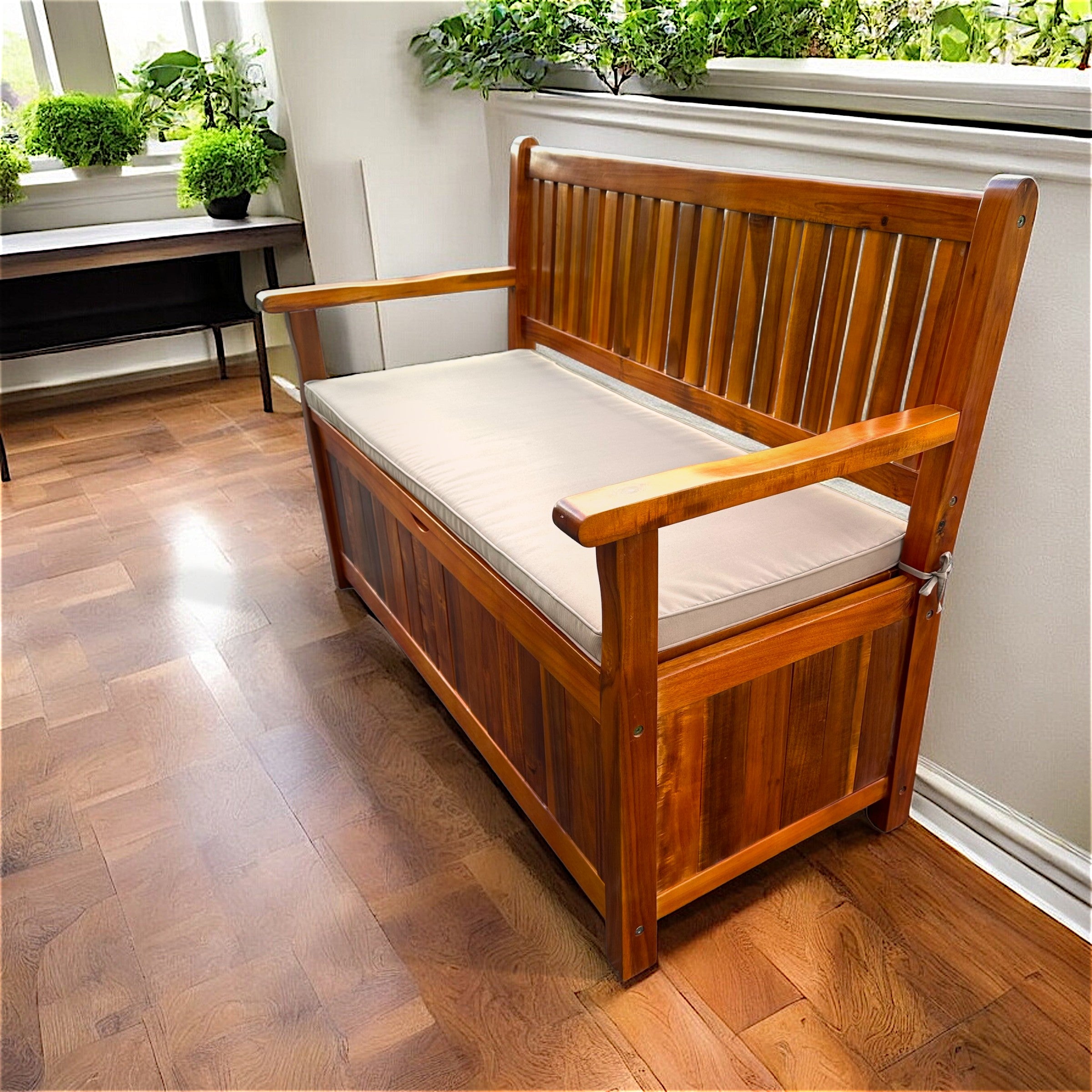 B005P - Kalihi Storage Bench in Polyurethane Finish w/ Cushion (6773225357441)