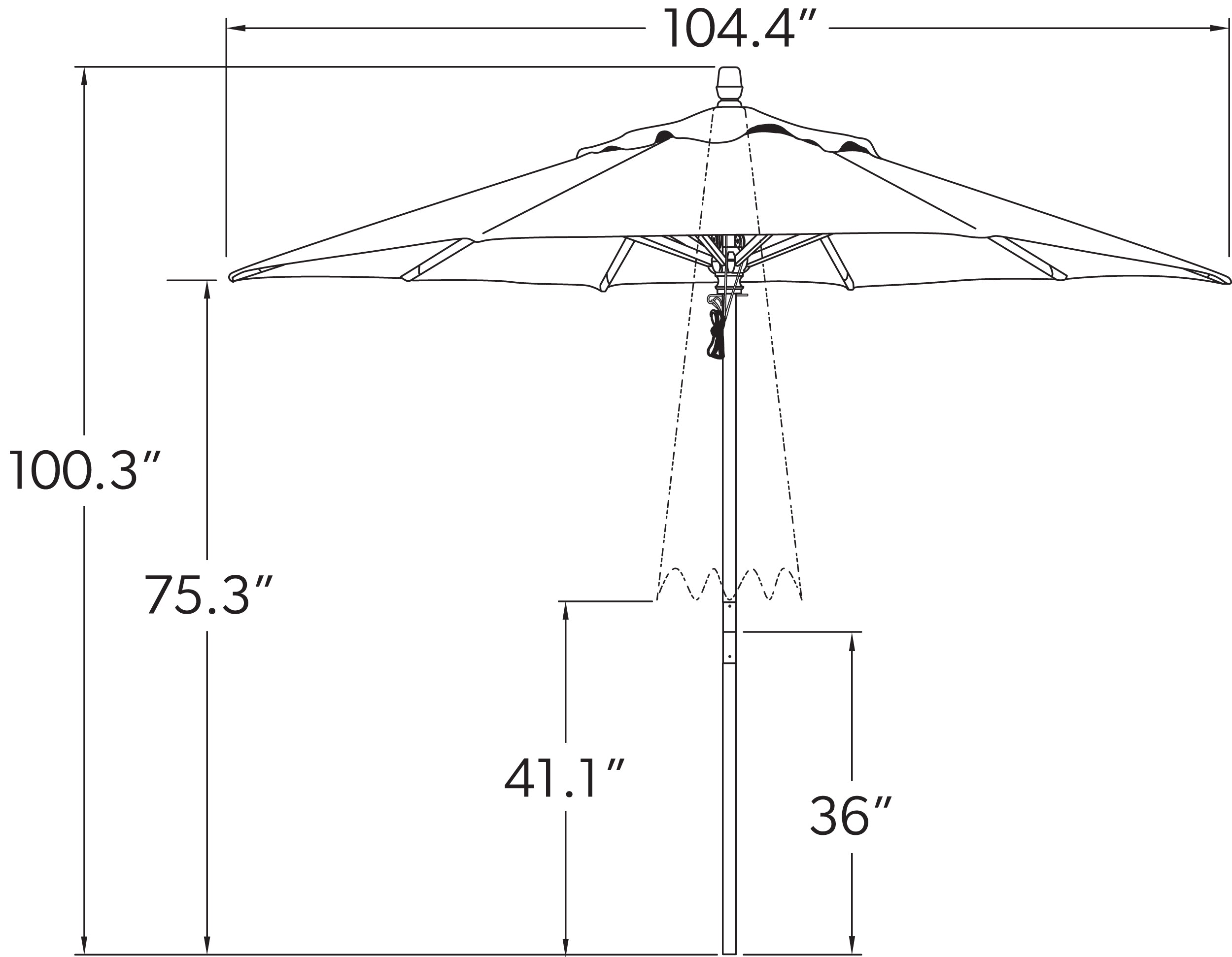 9' Wood Market Umbrella with Quad Pulley Lift (6891808030849)