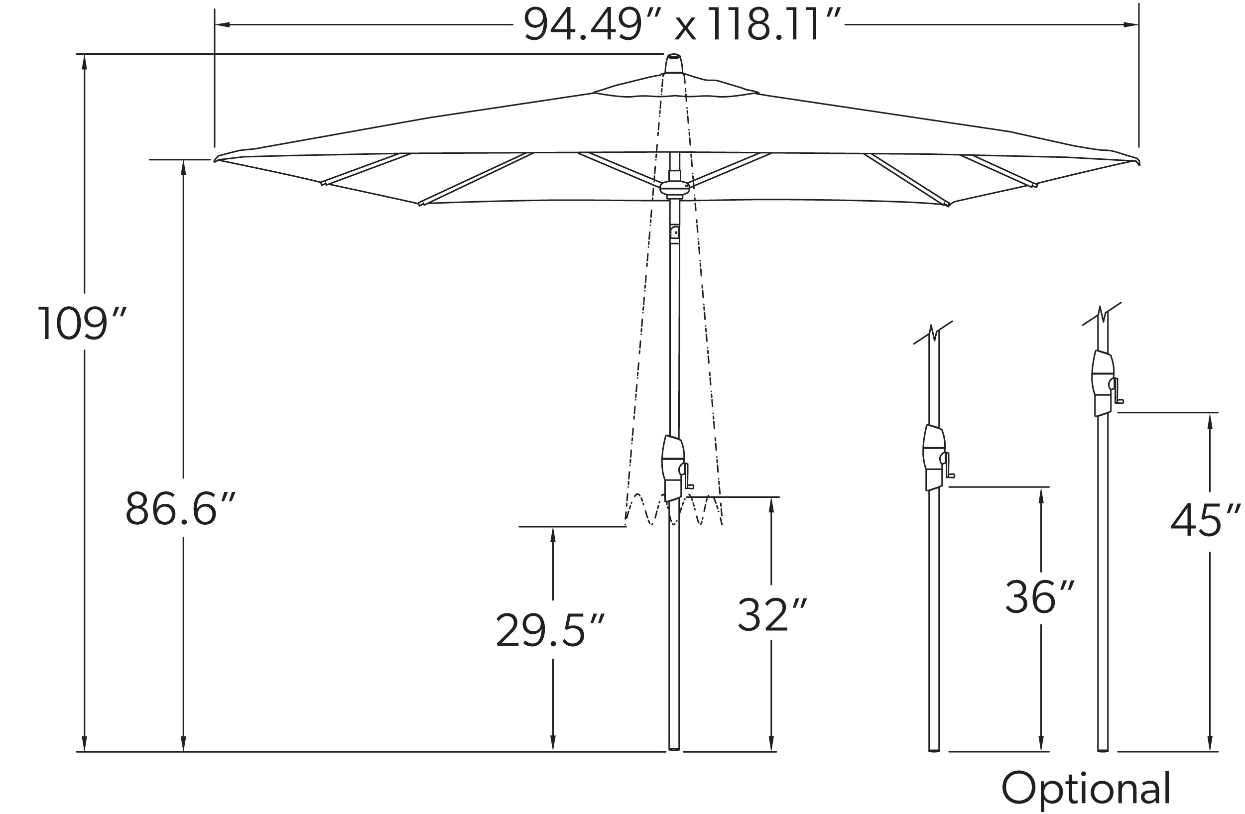 8' X 10 Market Umbrella with Auto Tilt (6791924646017)