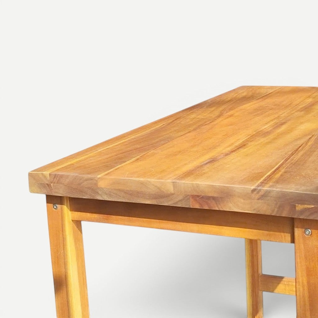 Hawaiian Discovery Furniture Nu'uanu bar table made of natural acacia wood with a live edge finish.