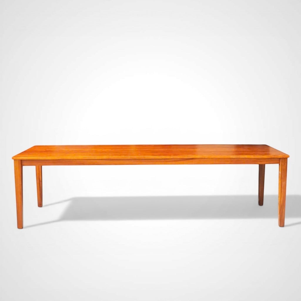 Hawaiian Discovery Furniture Molokai 10-seater dining table made from natural plantation-grown Acacia hardwood.