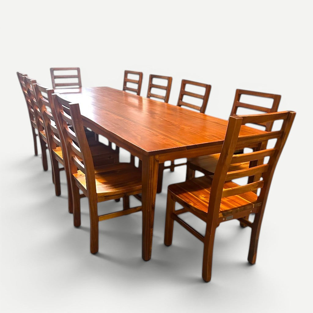 Hawaiian Discovery Furniture Molokai 10-seater dining table set made from natural acacia hardwood