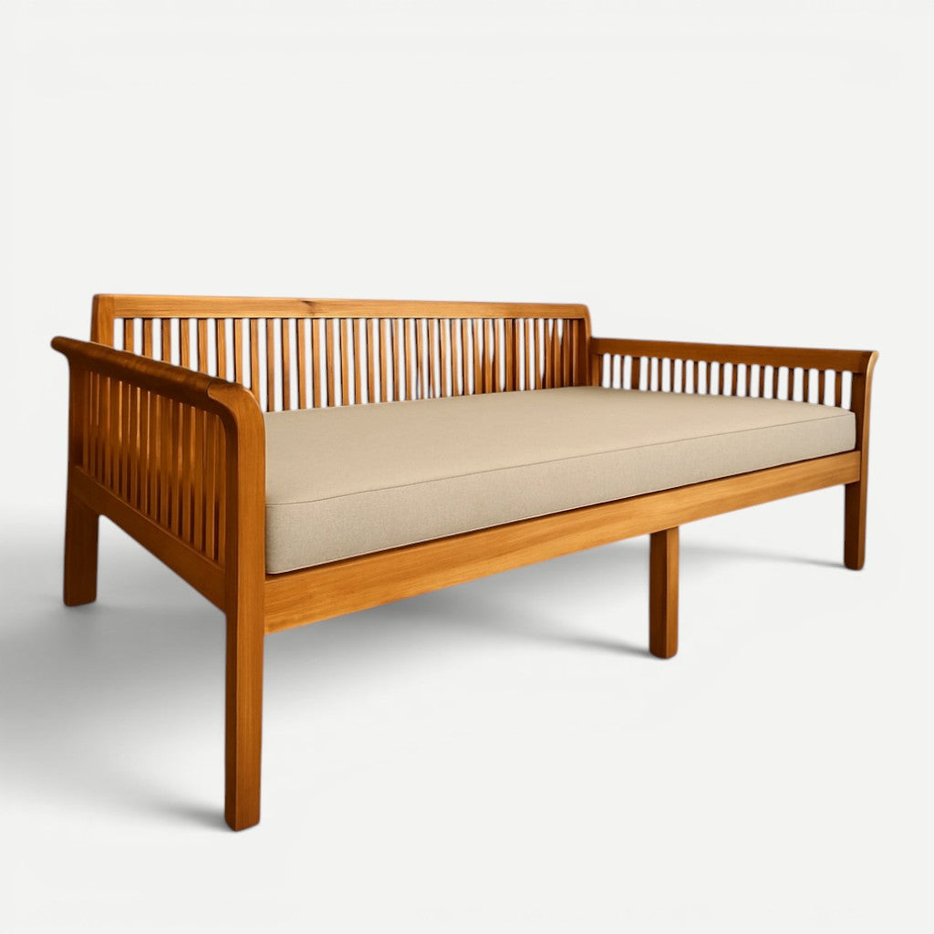 Hawaiian Discovery Furniture Riviera daybed with a beige outdoor polyester twin size replacement cushion
