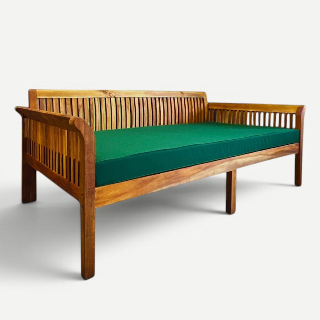 Hawaiian Discovery Furniture Riviera daybed featuring a twin size green outdoor polyester replacement cushion