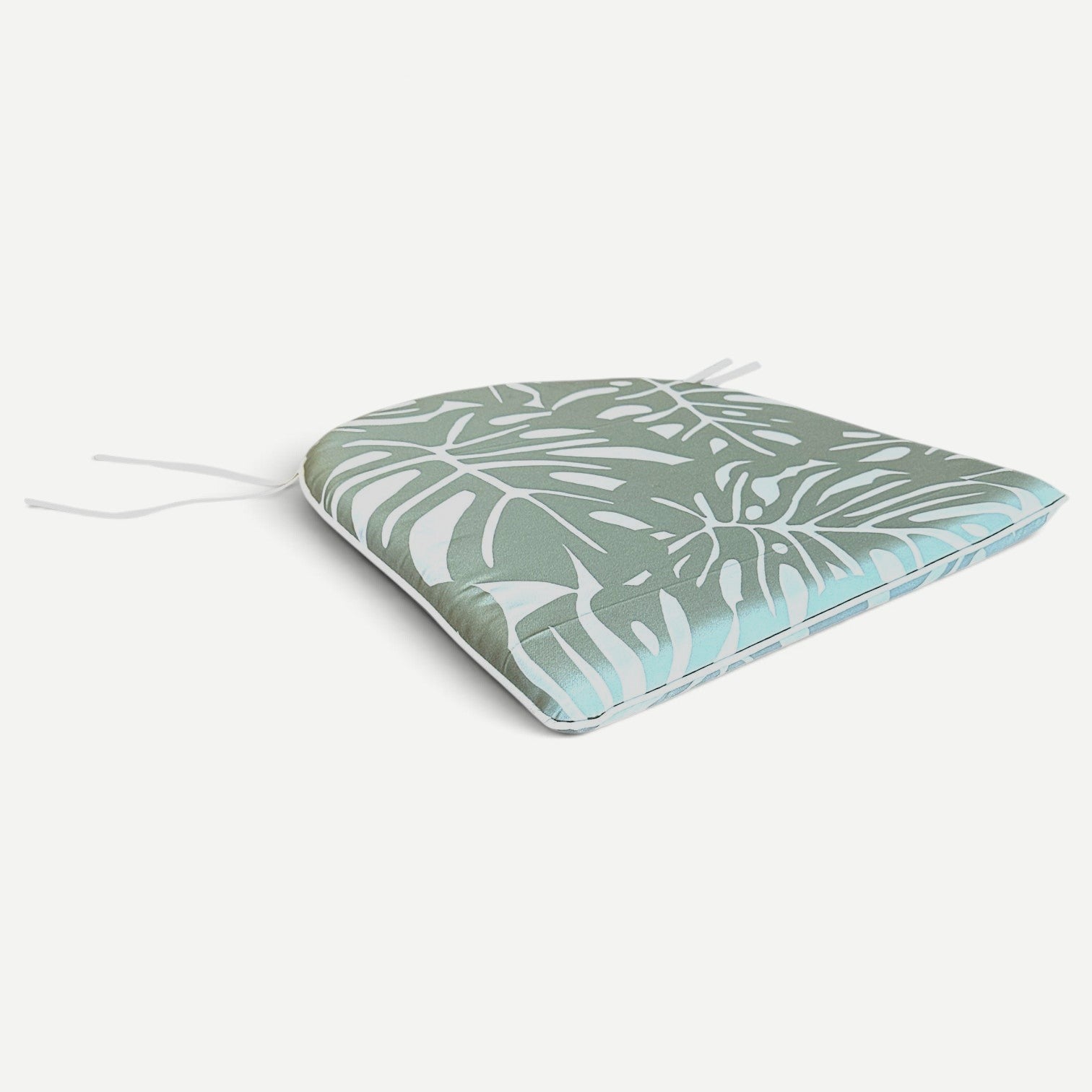 Hawaiian Discovery Furniture seat cushion pad with green and white tropical monstera leaf pattern for dining chairs