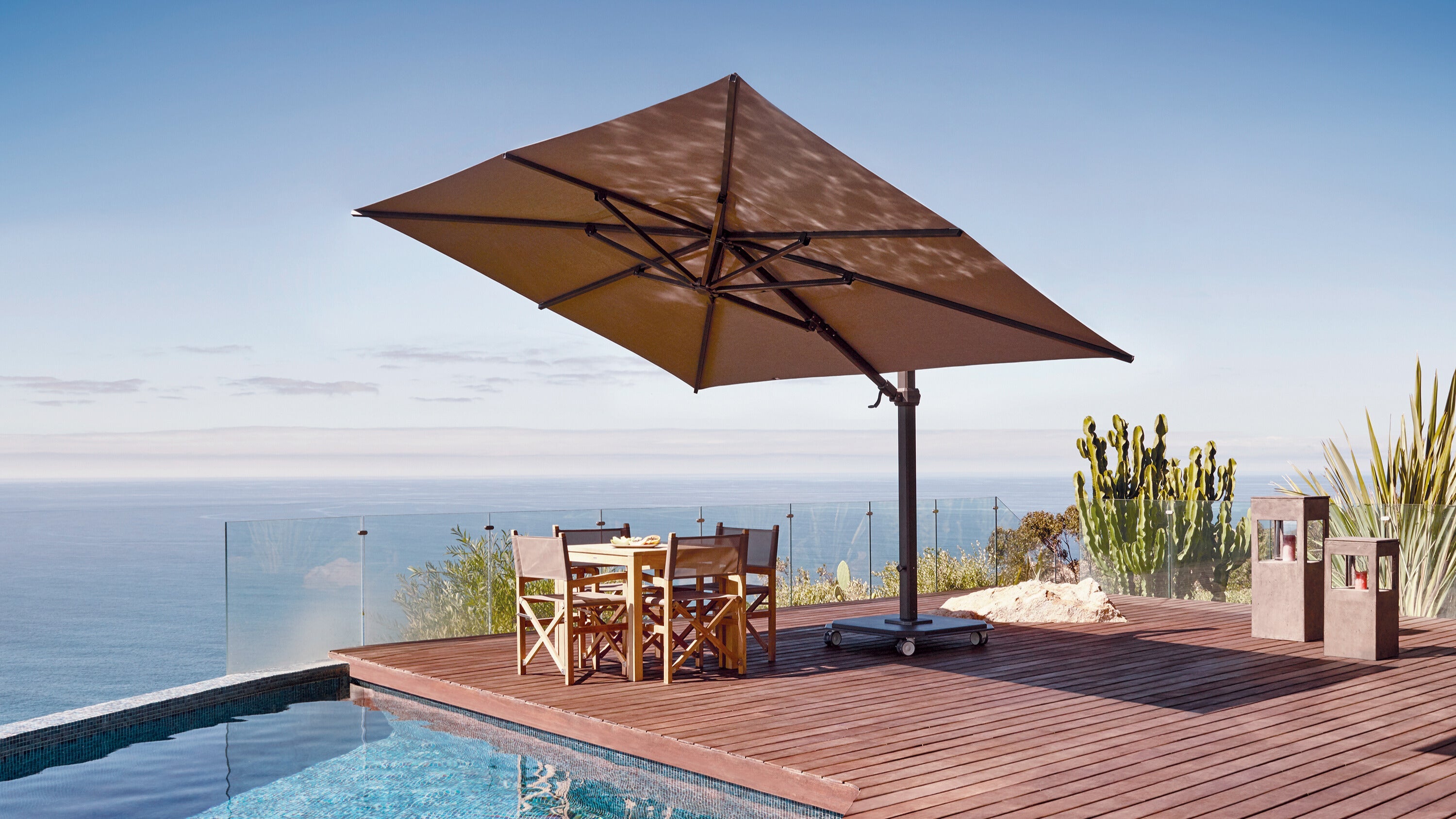 kahlua patio umbrella Palapa Tiki Thatch Deluxe 7'6" Designed to pair perfectly with our Capri Collection Bluu Redwood Pro Cantilever Umbrella