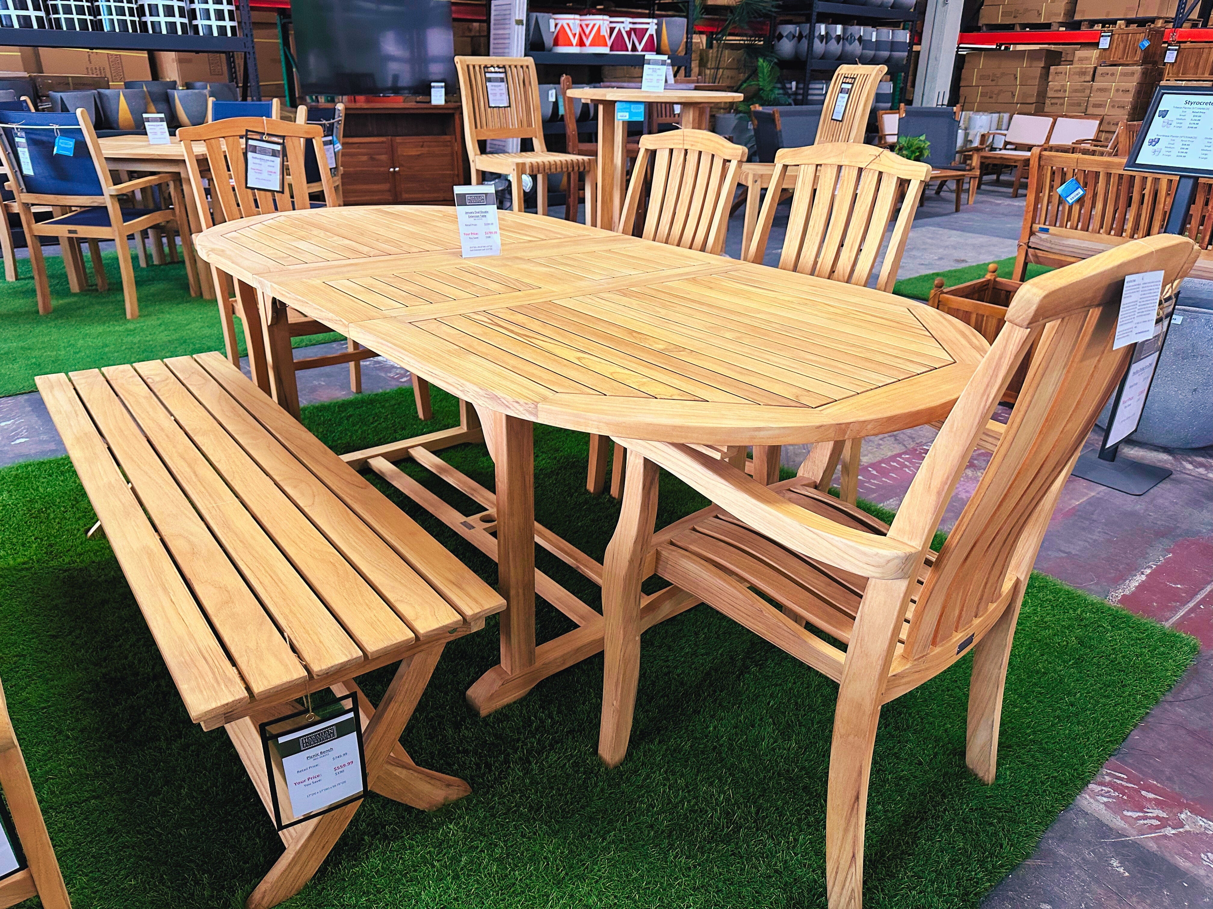 Teak dining best sale set with bench