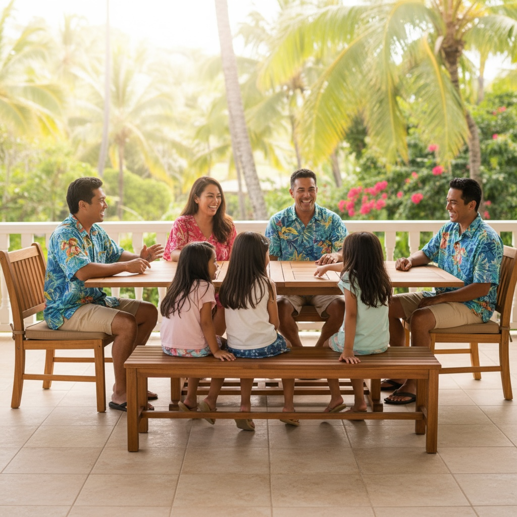 Acacia Rectangular Extension Table Set – Hawaiian Discovery Furniture