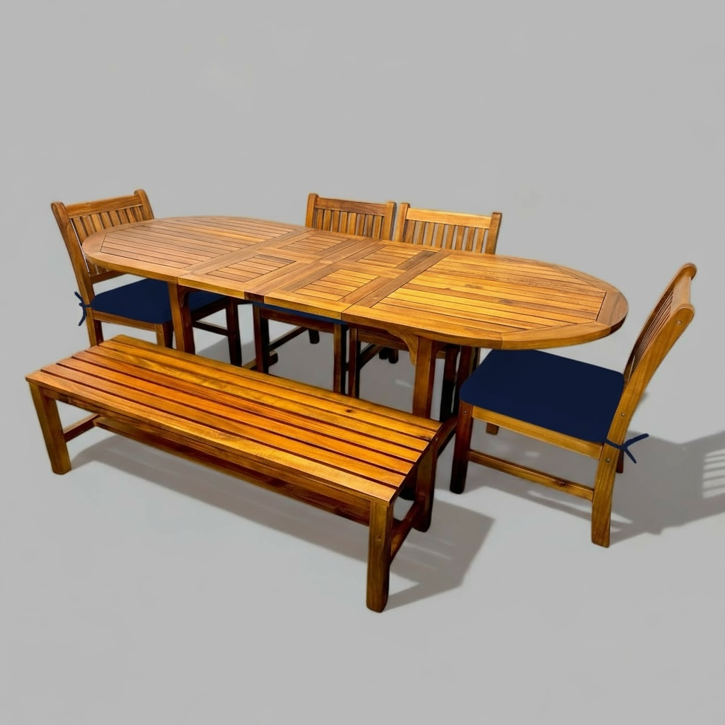 Acacia Oval Extension Table Set – Hawaiian Discovery Furniture
