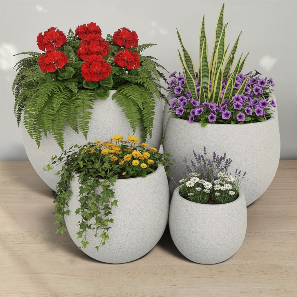 foam planter pots GLOBE FOAM LITE & CONCRETE PLANTER