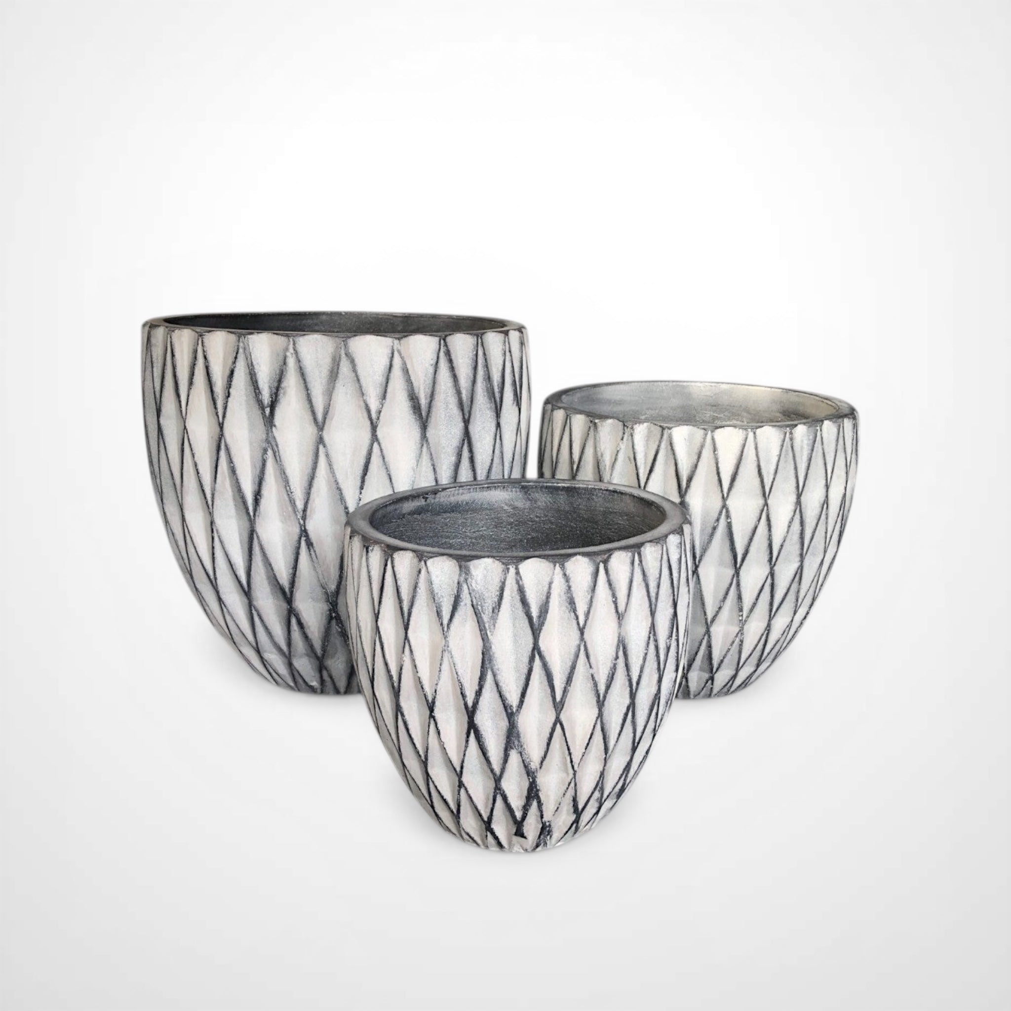 black and white plant pot large VT329