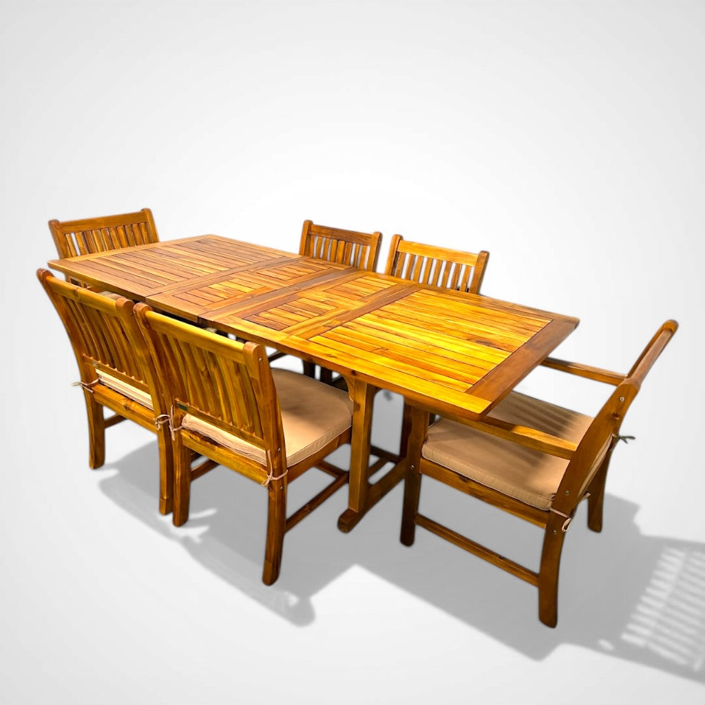 Acacia Rectangular Extension Table Set – Hawaiian Discovery Furniture