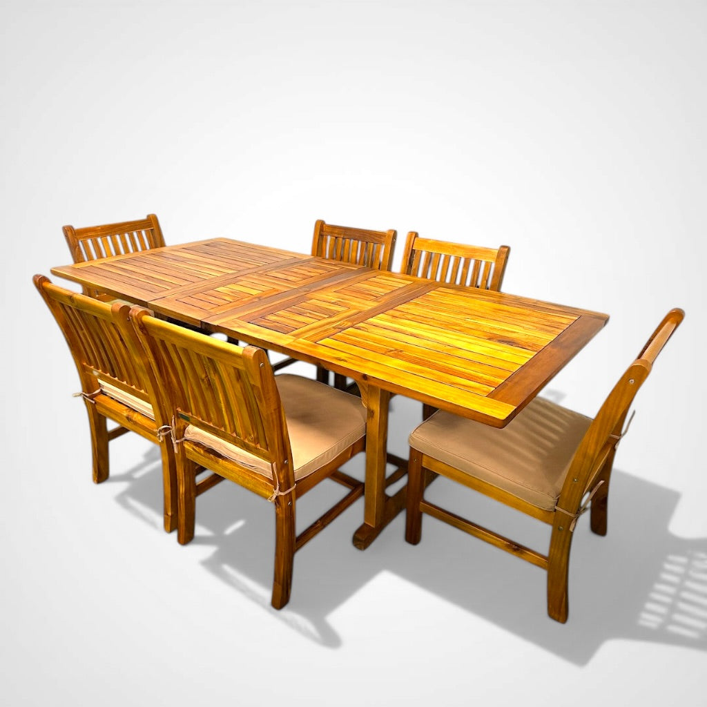 Acacia Rectangular Extension Table Set – Hawaiian Discovery Furniture