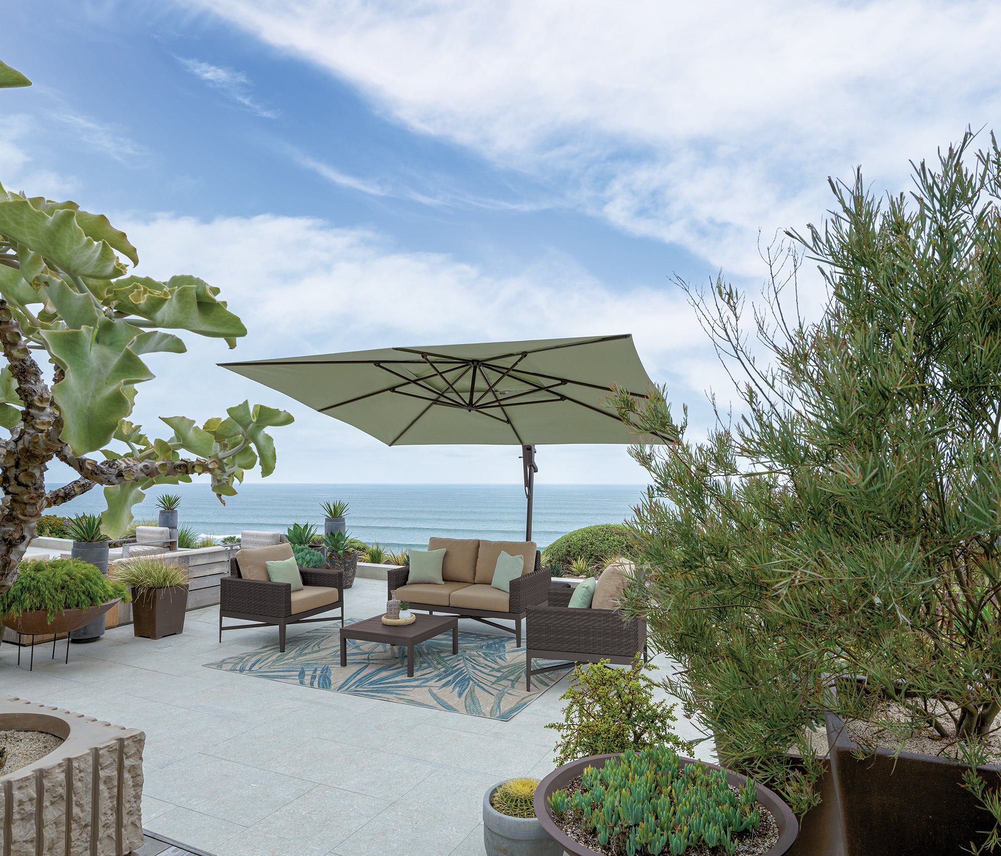 dot patio cantilever umbrella 10' x 13' 4 pc wooden antique waxed cotton Designed for ultimate convenience Type 1:Integrated Wheel