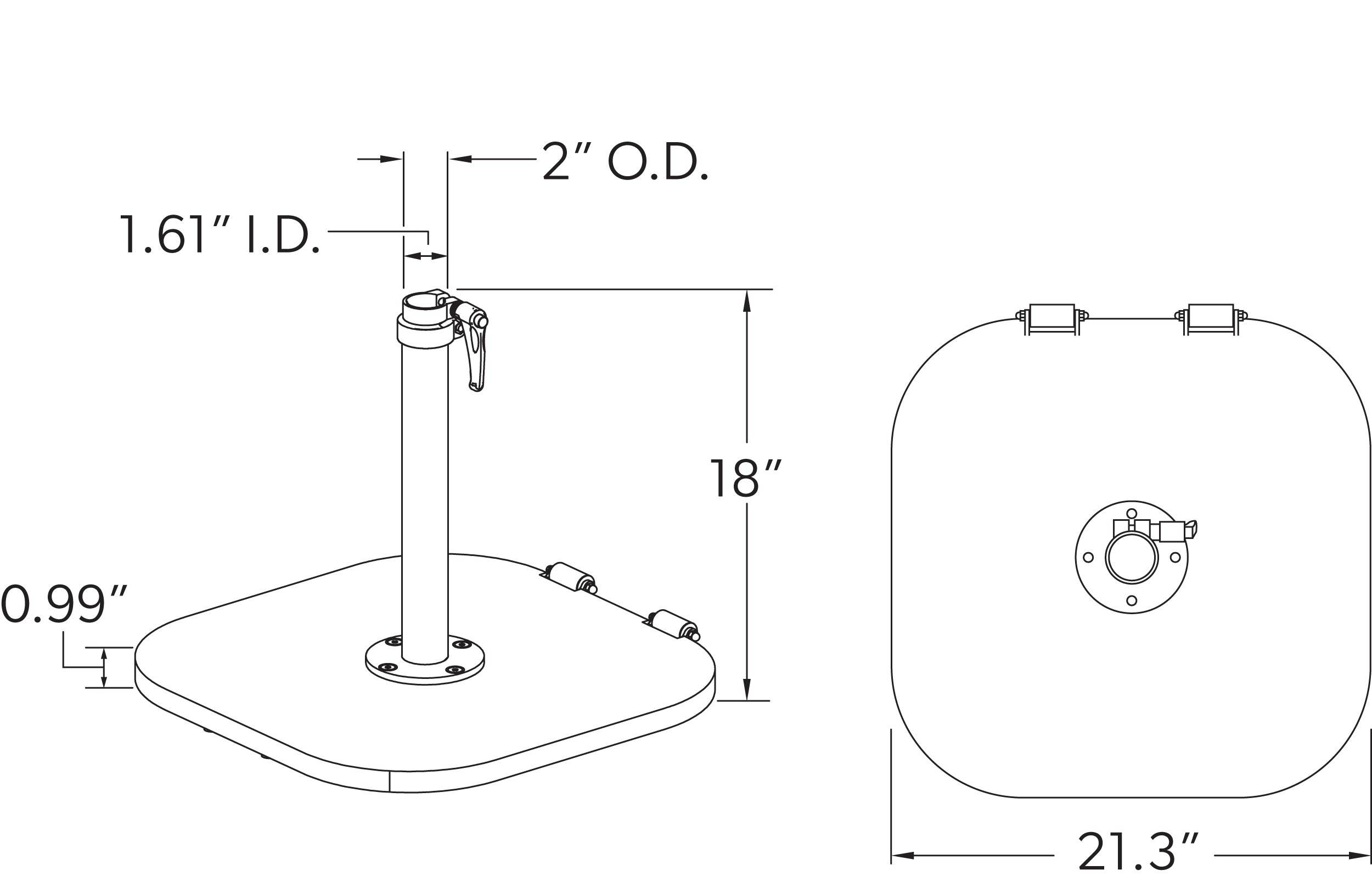 Aspen Steel Base w/ Wheels - 120 lbs (6895091449985)