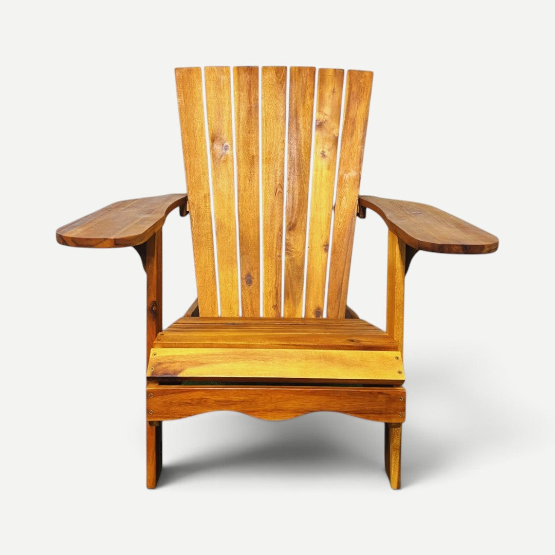 Hawaiian Discovery Furniture handmade acacia wood Adirondack chair in a koa brown oil stain finish