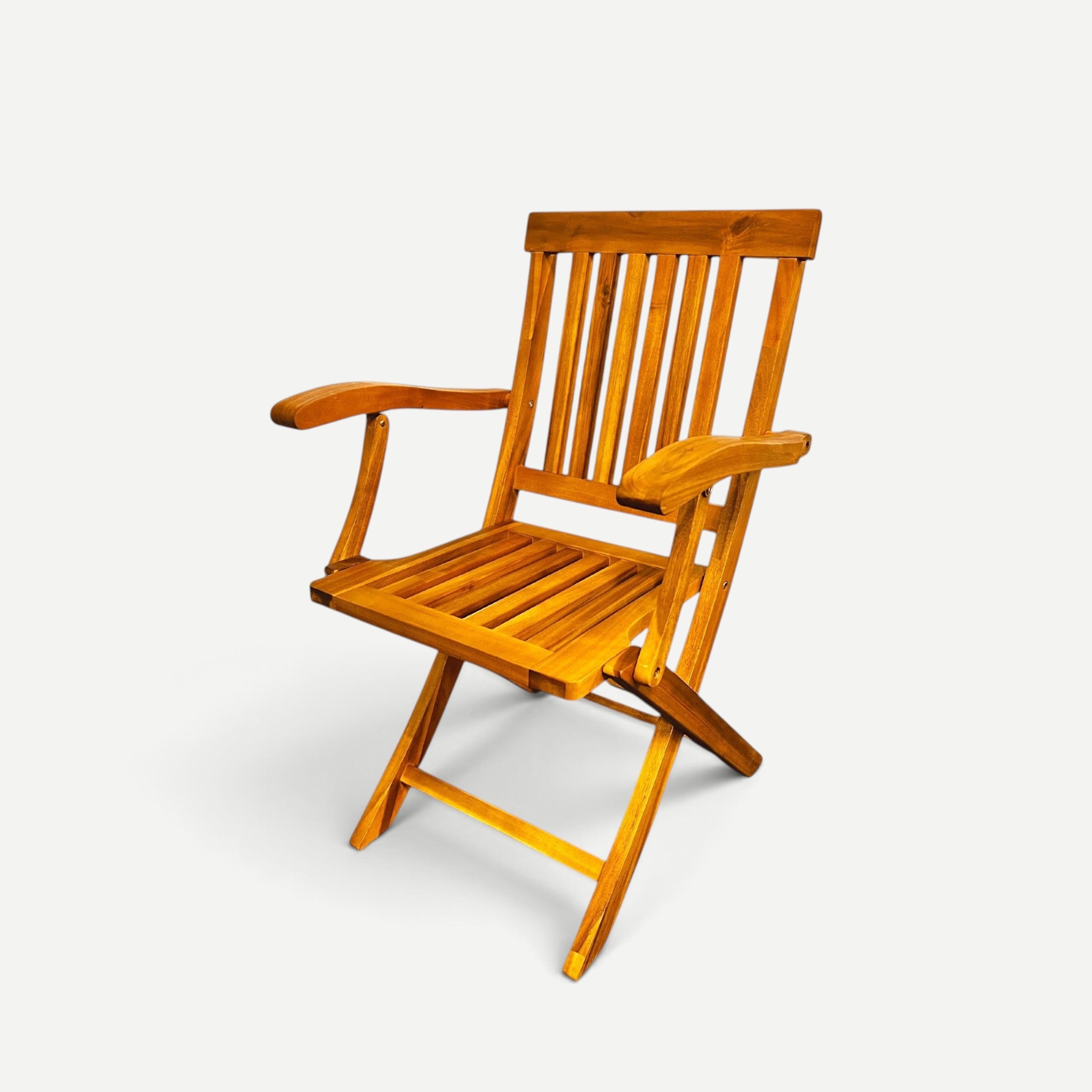 Hawaiian Discovery Furniture Hanalei folding armchair made from natural plantation-grown Acacia wood