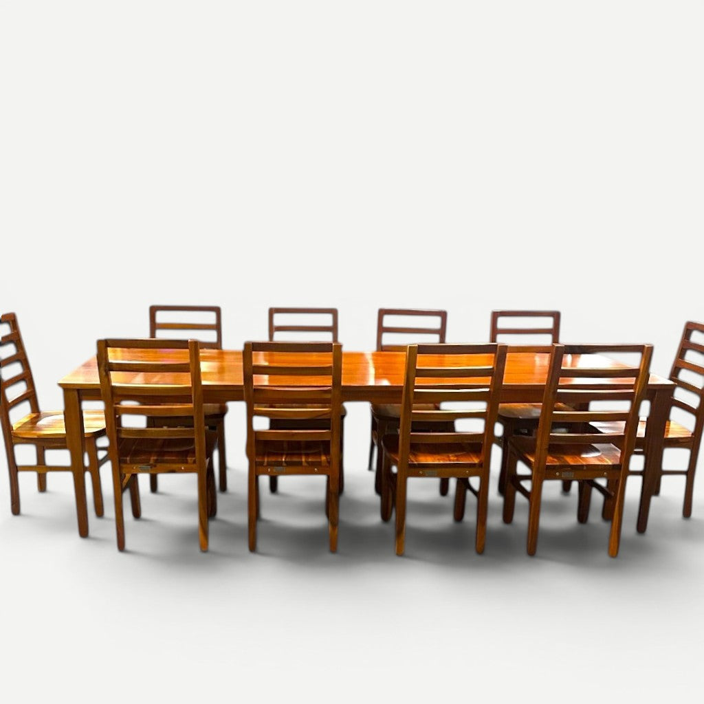 Hawaiian Discovery Furniture Molokai 10-seater dining table set made from natural acacia hardwood
