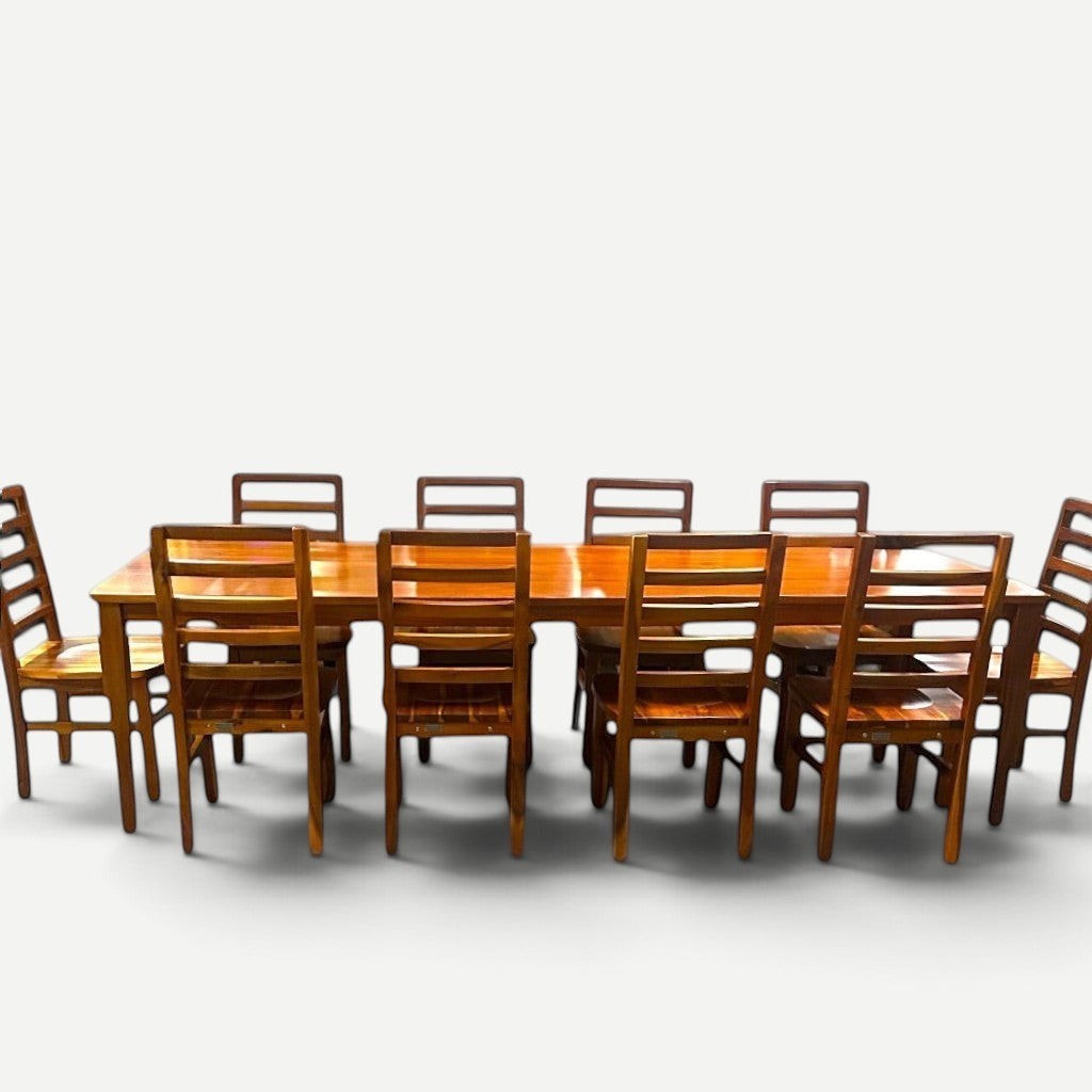 Hawaiian Discovery Furniture Molokai 10-seater dining table set made from natural acacia hardwood