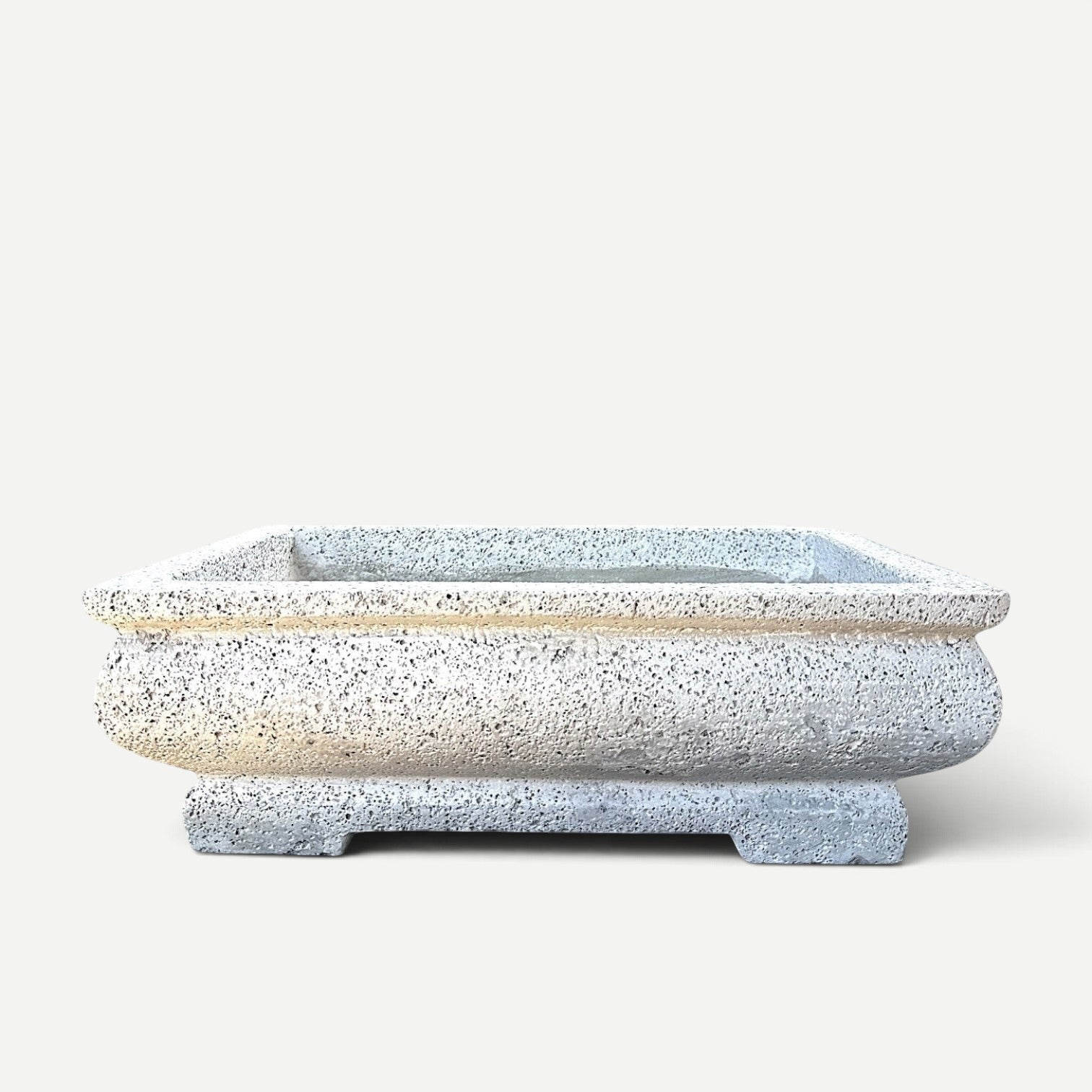 Hawaiian Discovery Furniture Yama rectangular bonsai planter made of lightweight concrete and recycled foam