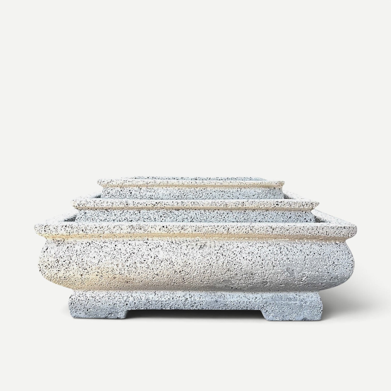 Hawaiian Discovery Furniture rectangular bonsai planter made from lightweight concrete and recycled foam in grey