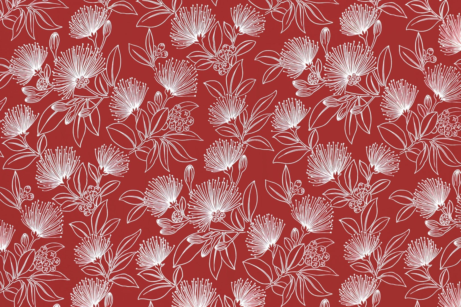 Hawaiian Discovery Furniture polyester seat cushion pad featuring a red fabric with a white floral pattern