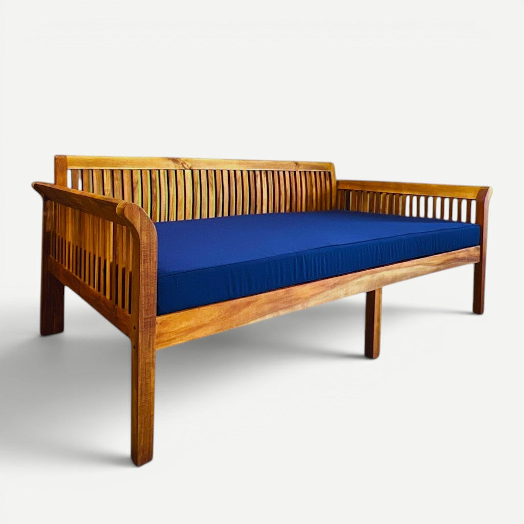 Hawaiian Discovery Furniture Riviera daybed featuring a twin size blue outdoor polyester replacement cushion