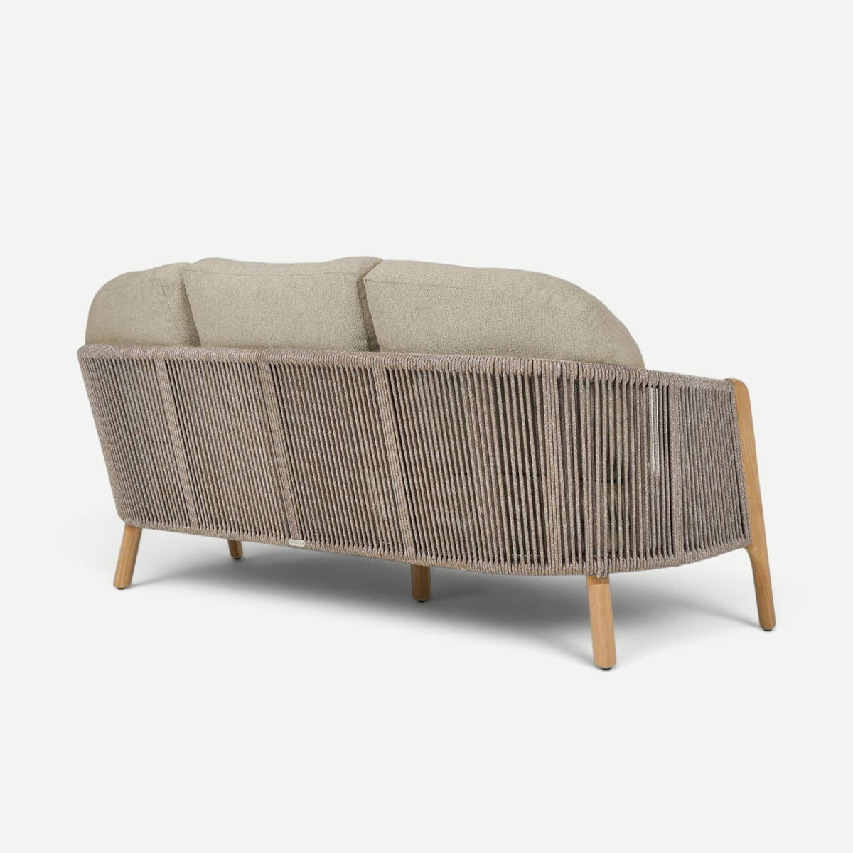 Hawaiian Discovery Furniture Cayman 3-seat outdoor sofa with beige cushions and weather-resistant rope weave back
