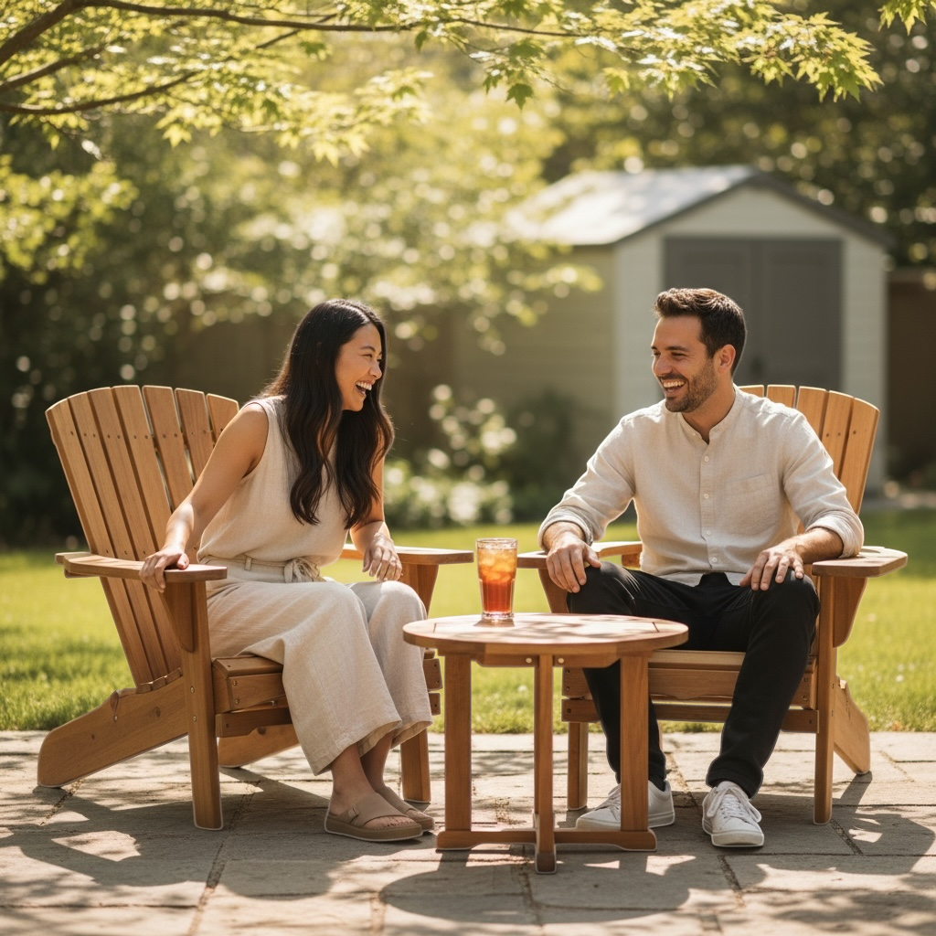 テーブル・チェア・ハンモック Backside summit design. 2second2plate2 Adirondack & Round Table Set – Hawaiian Discovery Furniture