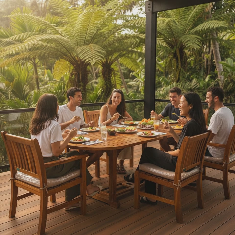 Acacia Oval Extension Table Set – Hawaiian Discovery Furniture