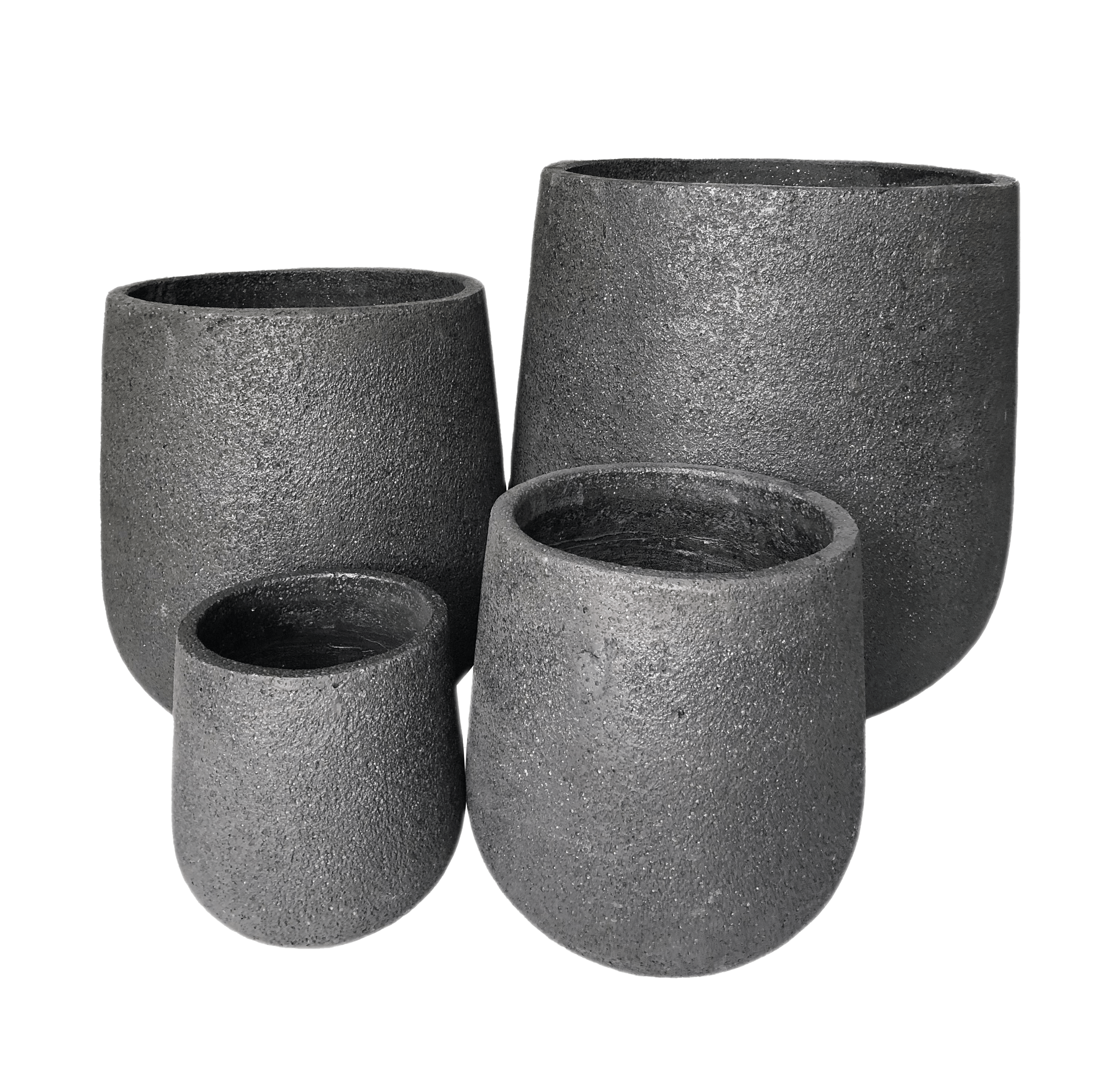 VT133ABCD - FOAM LITE & CONCRETE POT Pots & Planters Viet Tin Pots XL Black Styrofoam & Concrete